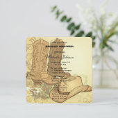 ウェスタン女性のカーボーイブーツハットブライダルシャワー 招待状 (スタンド正面)