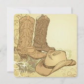ウェスタン女性のカーボーイブーツハットブライダルシャワー 招待状 (裏面)