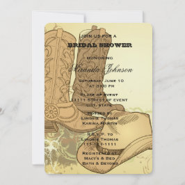 ウェスタン女性のカーボーイブーツハットブライダルシャワー 招待状
