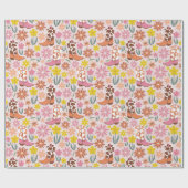 ウェスタン女性のカーボーイブーツフローラピンクパターン ラッピングペーパー (フラット)