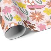 ウェスタン女性のカーボーイブーツフローラピンクパターン ラッピングペーパー (ロールコーナー)