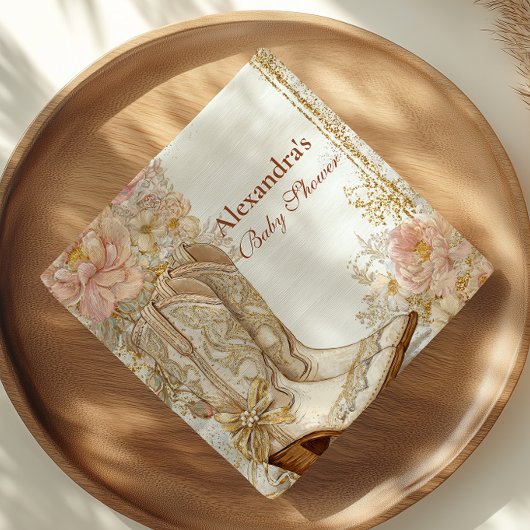 ウェスタン女性のカーボーイブーツフローラベビーシャワー スタンダードカクテルナプキン