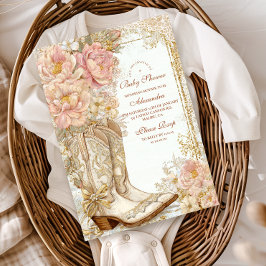 ウェスタン女性のカーボーイブーツフローラベビーシャワー 招待状