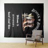 ウェスタン女性のカーボーイブーツ白黒バブリーシック タペストリー (インサイチュ(横))