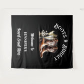 ウェスタン女性のカーボーイブーツ白黒バブリーシック タペストリー (正面(横))