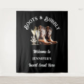 ウェスタン女性のカーボーイブーツ白黒バブリーシック タペストリー (正面)