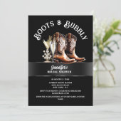 ウェスタン女性のカーボーイブーツ白黒バブリーシック 招待状 (スタンド正面)