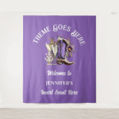 ウェスタン女性のカーボーイブーツ紫のフローラバブリーシック タペストリー (正面)