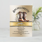 ウェスタン女性のカーボーイブーツ金ゴールドブラックバブリーシック 招待状 (スタンド正面)