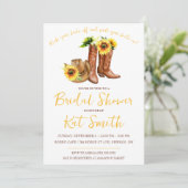 ウェスタン女性のカーボーイブーツ&サンフラワーズブライダルシャワー 招待状 (スタンド正面)