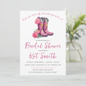 ウェスタン女性のカーボーイブーツ&フラワーズブライダルシャワー 招待状 (スタンド正面)