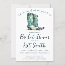 ウェスタン女性のカーボーイブーツ&フラワーズブライダルシャワー 招待状
