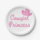 ウェスタン女性のカーボーイプリンセスパーティーピンクハット ペーパープレート (正面)