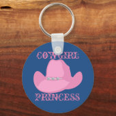 ウェスタン女性のカーボーイプリンセスピンクハット キーホルダー (正面)