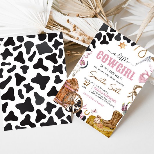 ウェスタン女性のカーボーイベビーシャワー 招待状
