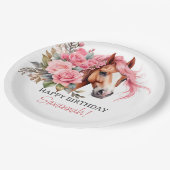 ウェスタン女性のカーボーイホースバースデーパーティー ペーパープレート (アングル)