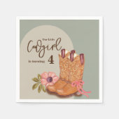 ウェスタン女性のカーボーイボホフラワーズブーツバースデーパーティー スタンダードカクテルナプキン (正面)