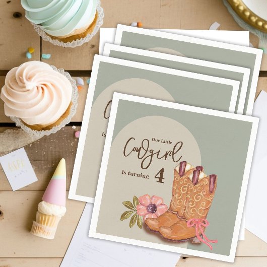 ウェスタン女性のカーボーイボホフラワーズブーツバースデーパーティー スタンダードカクテルナプキン