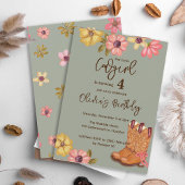 ウェスタン女性のカーボーイボホフラワーズブーツ誕生日 招待状