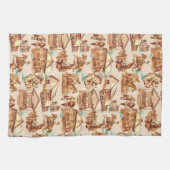 ウェスタン女性のカーボーイランチホースシーン キッチンタオル (横)