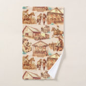 ウェスタン女性のカーボーイランチホースシーン バスタオルセット (ハンドタオル)