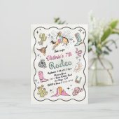 ウェスタン女性のカーボーイロデオハンドドロード誕生日 招待状 (スタンド正面)