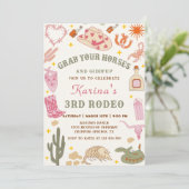 ウェスタン女性のカーボーイロデオバースデーパーティーの招待 招待状 (スタンド正面)