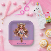 ウェスタン女性のカーボーイロデオプリンセス1 パーソナライズされた ペーパープレート (パーティー)