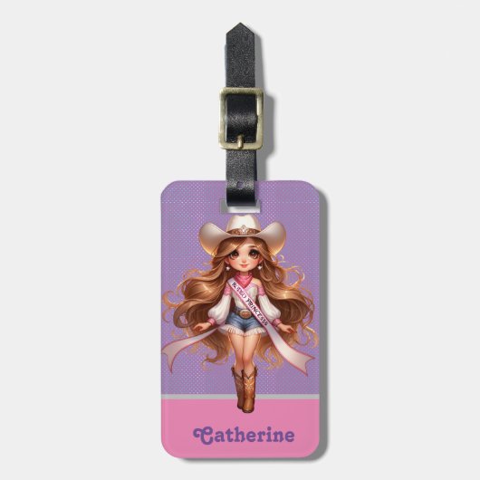 ウェスタン女性のカーボーイロデオプリンセス1 パーソナライズされた ラゲッジタグ (正面縦)