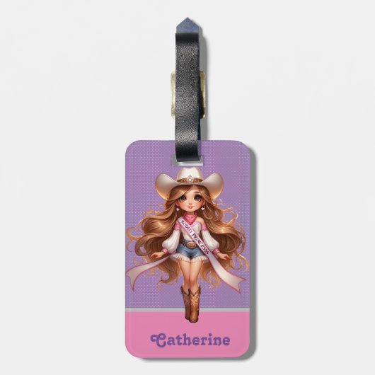 ウェスタン女性のカーボーイロデオプリンセス1 パーソナライズされた ラゲッジタグ (裏面縦)