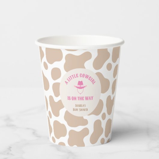 ウェスタン女性のカーボーイロデオ牛プリントガールベビーシャワー 紙コップ (裏面)
