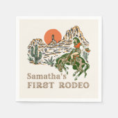 ウェスタン女性のカーボーイロデオ1stバースデーナプキンス スタンダードカクテルナプキン (正面)