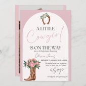 ウェスタン女性のカーボーイ写真の赤ちゃんシャワー 招待状 (正面/裏面)