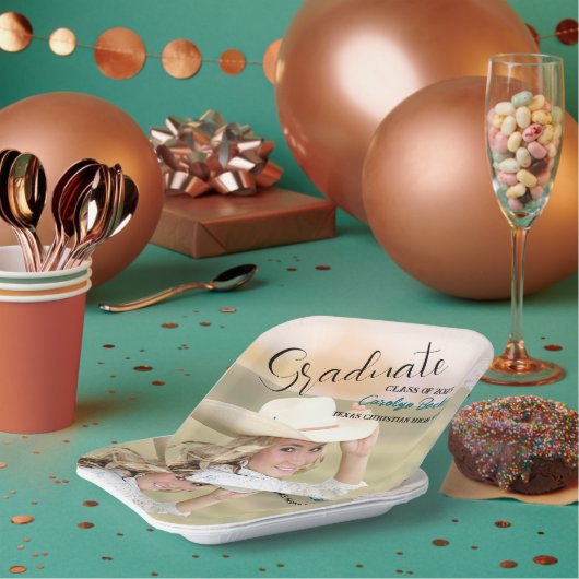 ウェスタン女性のカーボーイ写真卒業 ペーパープレート (複数)