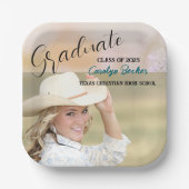 ウェスタン女性のカーボーイ写真卒業 ペーパープレート (正面)