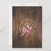 ウェスタン女性のカーボーイ来ズトゥータウンピンクベビーシャワー 招待状 (裏面)