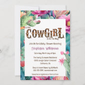 ウェスタン女性のカーボーイ砂漠サボテン女の子カラフルシック 招待状 (正面)