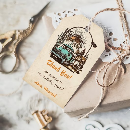 ウェスタン女性のカーボーイ誕生日パーティギフトラベル ギフトタグ