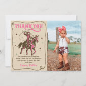 ウェスタン女性のカーボーイ誕生日フォトサンキューカード サンキューカード (正面)