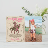 ウェスタン女性のカーボーイ誕生日フォトサンキューカード サンキューカード (スタンド正面)