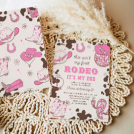 ウェスタン女性のカーボーイ2ndロデオ写真バースデーパーティー 招待状