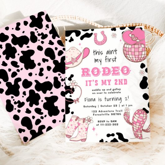 ウェスタン女性のカーボーイ2ndロデオ誕生日パーティー 招待状