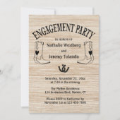 ウェスタン婚約パーティウッドカウボーイブートカントリー 招待状 (正面)