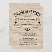 ウェスタン婚約パーティウッドカウボーイブートカントリー 招待状 (正面/裏面)