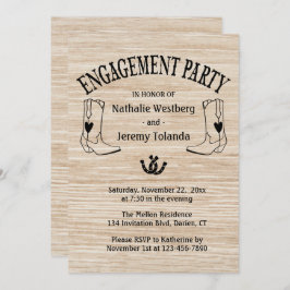 ウェスタン婚約パーティウッドカウボーイブートカントリー 招待状