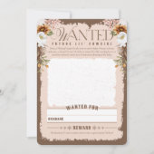 ウェスタン指名手配ポスターベビーガールシャワーゲームカード 招待状 (正面)