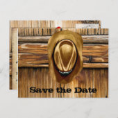 ウェスタン日付の結婚式カードを保存 案内ポストカード (正面/裏面)