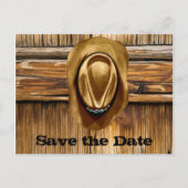 ウェスタン日付の結婚式カードを保存 案内ポストカード (正面)