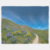 ウェスタン春開花 フリースブランケット (正面(横))