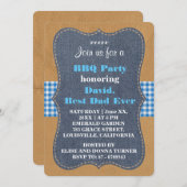 ウェスタン最高のパパエバーデニムBBQパーティーカスタム 招待状 (正面/裏面)